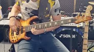 Bass guitar funk, r&#39;n&#39;b, slap groove. Six string bass playing. Carvin LB 76. Бас гитара.