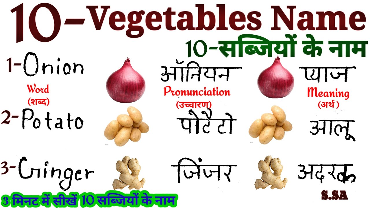 10 Vegetables Name In English And Hindi । Vegetables Name । vegetable