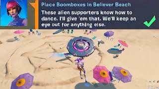 Place Boomboxes in Believer Beach - Fortnite