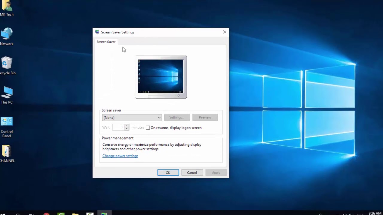 change screensaver start time windows