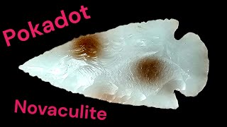 Flintknapping a Bird Point From a Flake Of  Pokadot Novaculite.