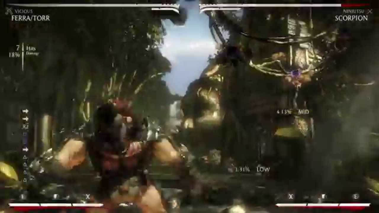 MKX: Ferra/Torr (Vicious) Midscreen Meterless Combo - 34%