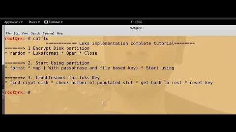 7.2Cryptsetup Luks Implementation Complete Tutorials (Encrypt, Mapping , Recovery for passphrase)