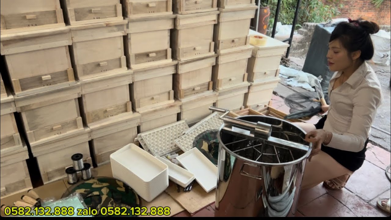 THÙNG QUAY INOX 3 CẦU mÁNG CHO ONG ĂN MŨ XEM ONG 