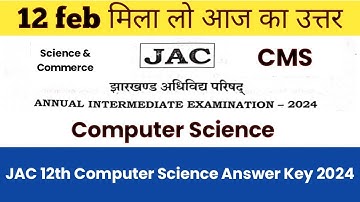 JAC Board Class 12th Computer Science Answer Key 2024 || Part A|| Objective Questions By Mr. Agrawal