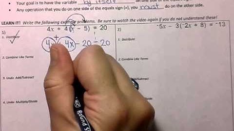 Video 8th Day45 Solving Multi Step Equations with Combining Like Terms & Distributing