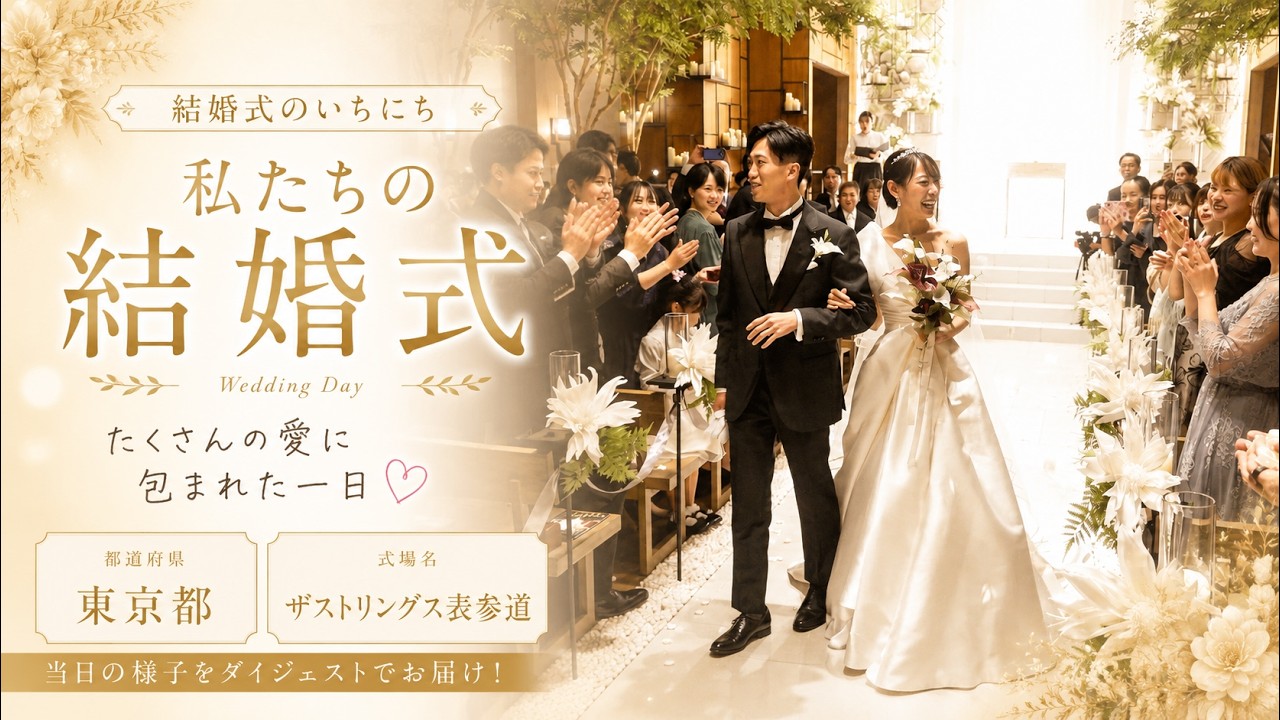 卒花結婚式レポ動画 "結婚式のいちにち”【東京都 ザストリングス表参道 編】