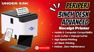 PeriPeri 3inch Desk Advanced 80mm Inkless Receipt Thermal Printer with Auto Cutter with Phone&Laptop