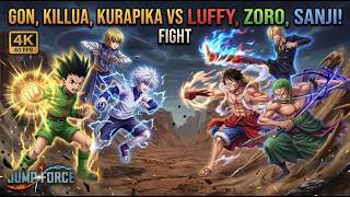 JUMP FORCE : Team HUNTER X HUNTER VS Team ONEPIECE ( GON KILLUA , KURAPIKA VS LUFFY , ZORO , SANJI )