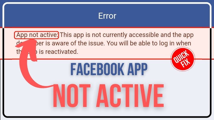 App not Active. Whenever I try to log into any game with Facebook, this  shows up. I've tried multiple methods but I don't seem to understand the  problem properly, I've had this