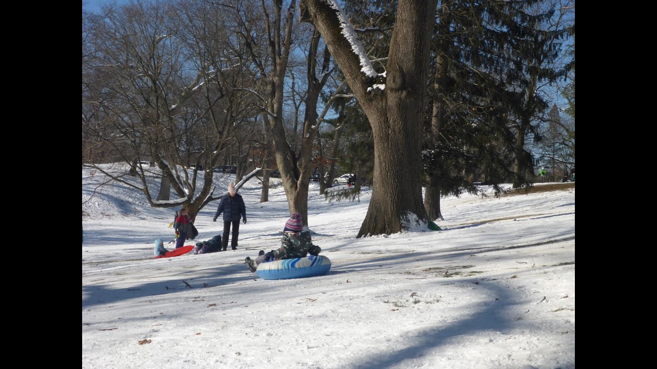 Sledding Day at Roger Williams Park's Temple to Music, 2022