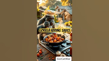 “Silverback Gorilla Chef Perfectly Adds Sauce – Wild Kitchen Skills!”