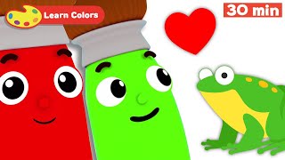 Learn Colors for Babies w Petey the Paintbrush | First words for kids | Red & Blue colors for kids