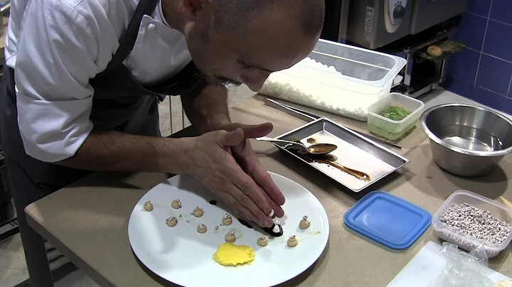 Crippa prepares a dessert at Piazza Duomo, Alba