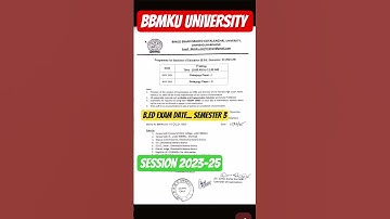 BBMKU UNIVERSITY SEMESTER 3 B.ED EXAM DATE OUT 2025-26 #bbmku #examnotice #sscghl #motivation
