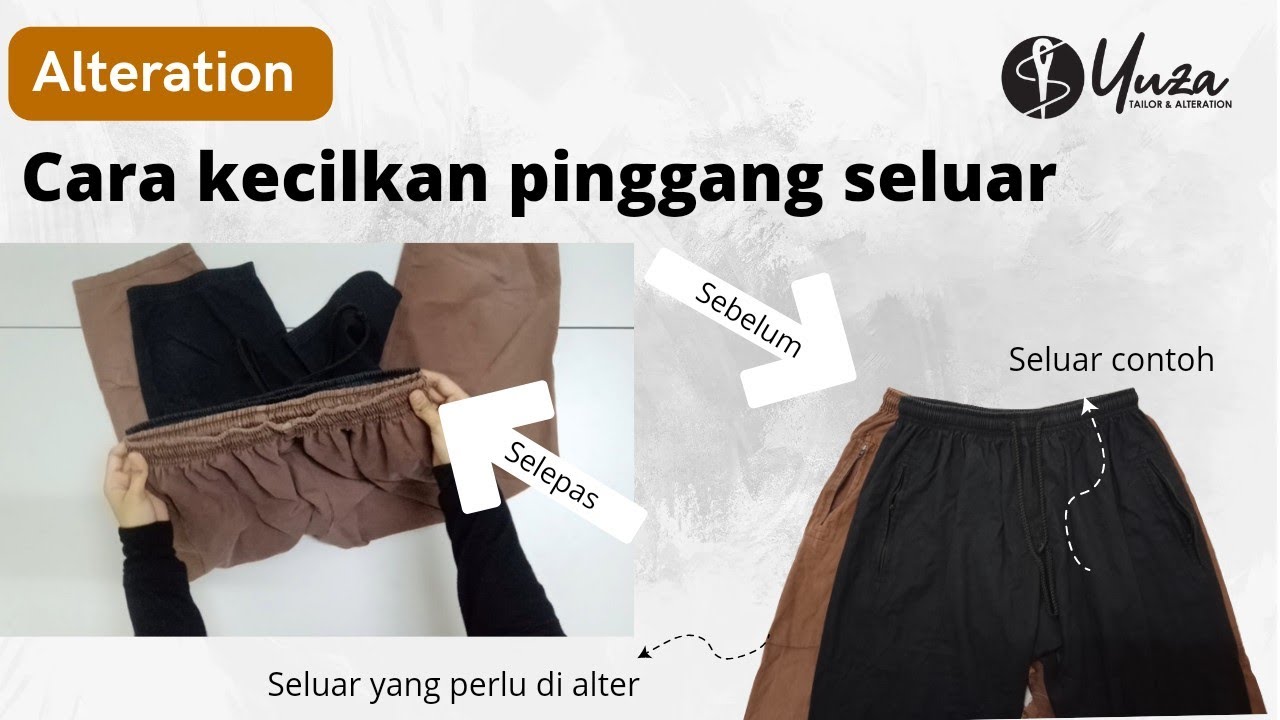 cara kecilkan pinggang seluar ready made