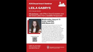UW-AOS Department Seminar - August 13, 2025 - Leila Gabrys M.S. Defense