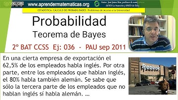 Teorema de Bayes. Probabilidad 2bat css2 04 pau 036 . José Jaime Mas