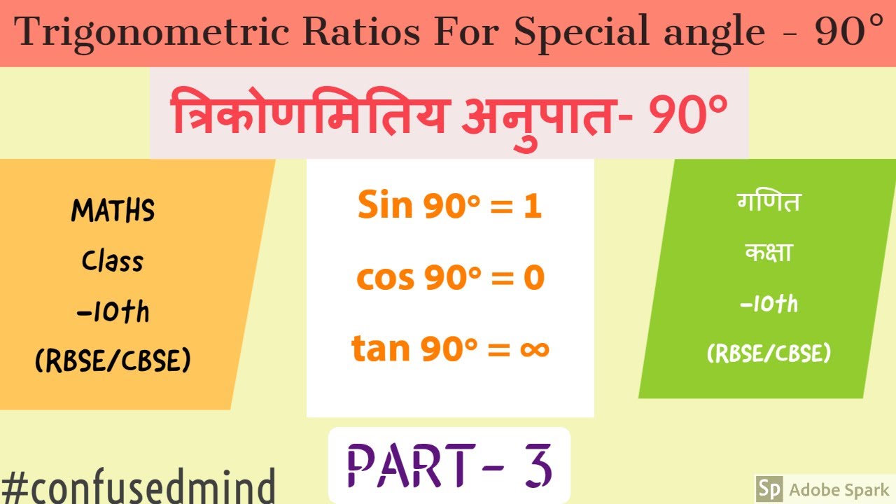 Trigonometry Ratios for 90°|त्रिकोणमितीय अनुपात 90 degree|how to find ...