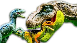 HUGE T REX vs Raptor Army! Jurassic World T-Rex Fights Raptors screenshot 5