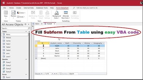 How to fill subform from table in MS Access database using easy code VBA