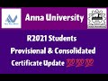 Anna University Students Provisional certificate & Consolidated Marksheet Update Latest News Tamil