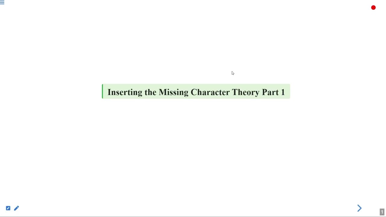 Inserting the Missing Character Theory Part 1 