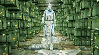 Futuristic Humanoid Robot Walking  Stock Motion Graphics