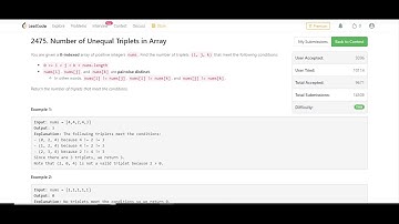 Number of Unequal Triplets in Array | leetcode Weekly 320 | Leetcode Easy