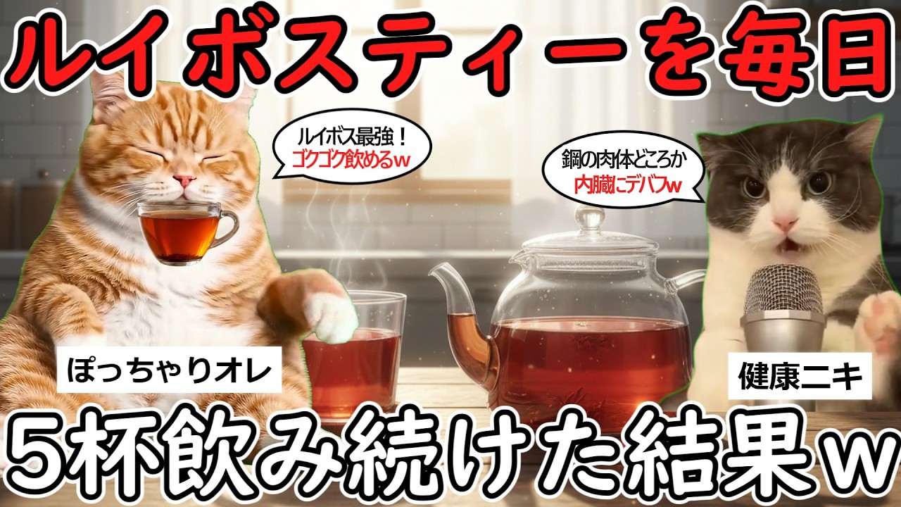 【警告】ルイボスティーを毎日5杯飲み続けた結果ｗｗ【猫ミーム】