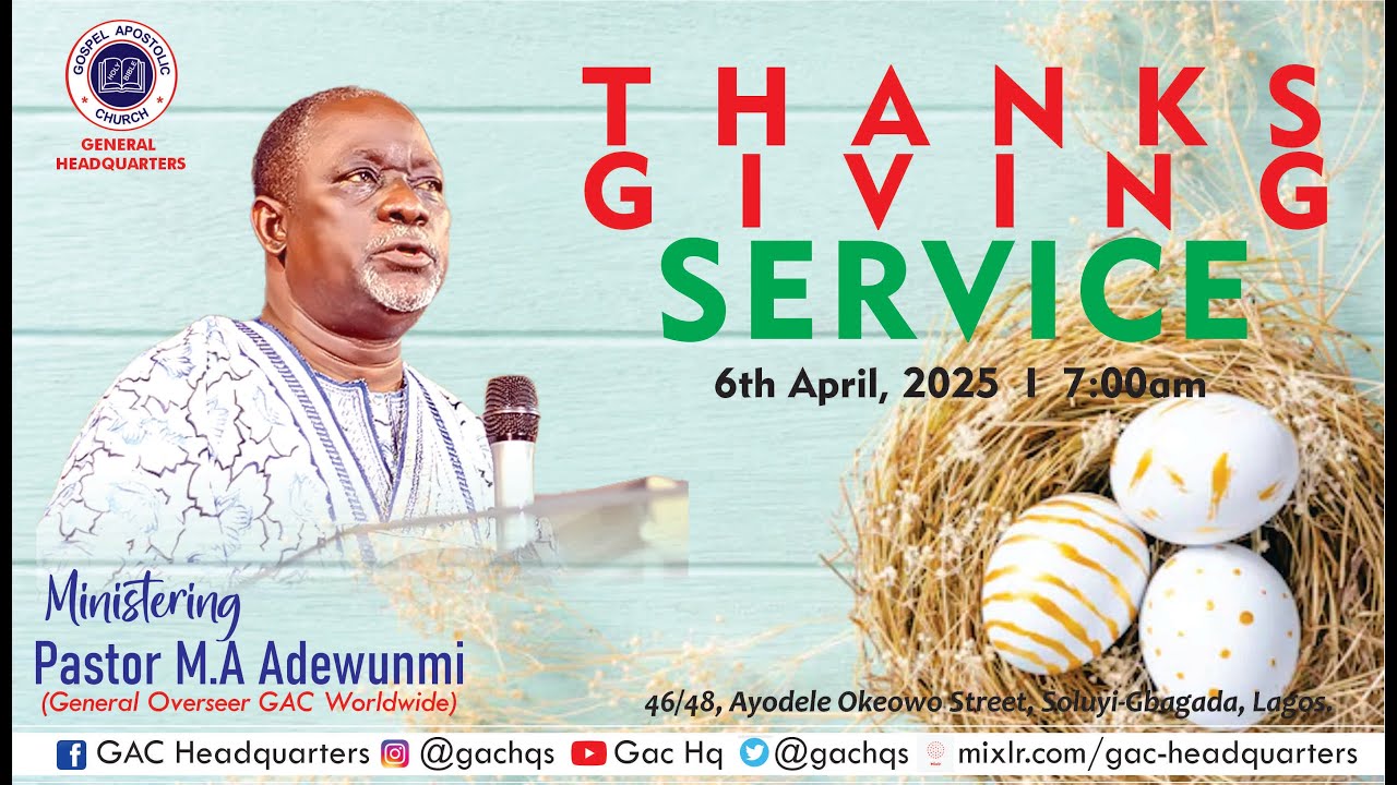 THANKSGIVING SERVICE | TOPIC: May God Be Gracious To Us... | 6TH APRIL, 2025.