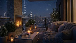 Download Lagu Winterse Nacht Balkonambiance in New York voor Slapen, Ontspanning, Focus 😌🌃❄️ (Haardvuur Geluid) MP3
