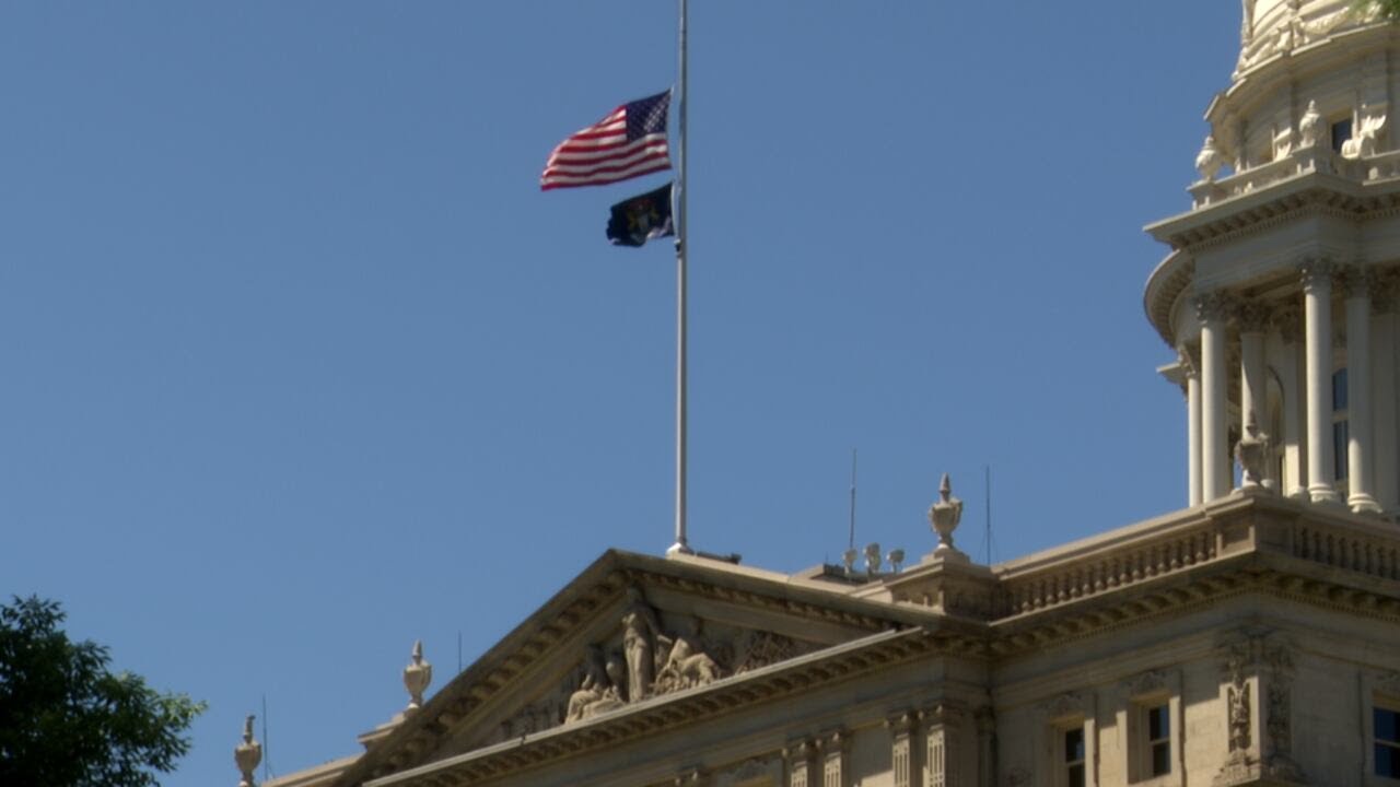 Flags lowered at half-staff to honor fallen Oakland County Deputy - YouTube