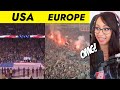 Girl Watches Basketball fans culture USA vs Europe - REACTION !!!