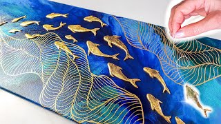 ELEGANT Underwater Fish Art - Simple Air Drying Clay + GOLD Leaf | AB Creative Tutorial