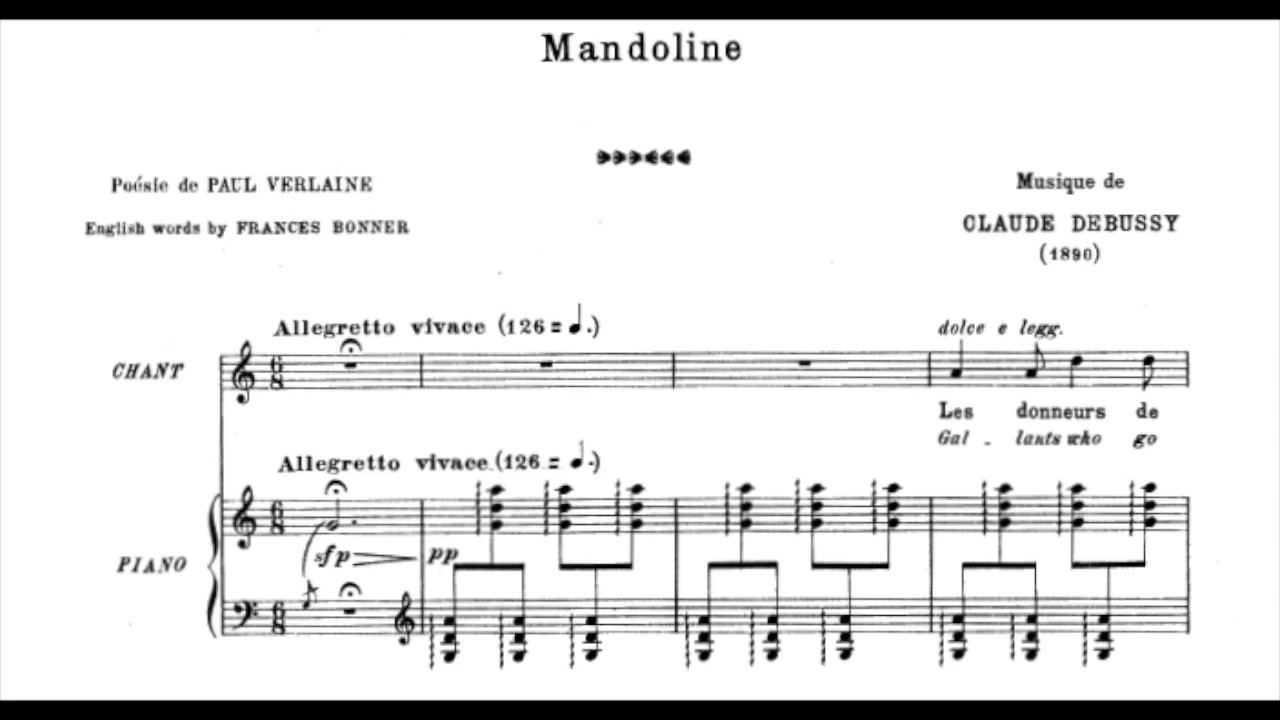 Mandoline Debussy HIGH key (C) No Melody YouTube