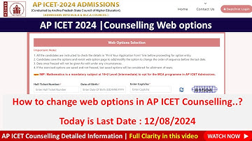 How to change web options in AP ICET 2024 Counselling .| #apicet2024 #weboptions today is last date