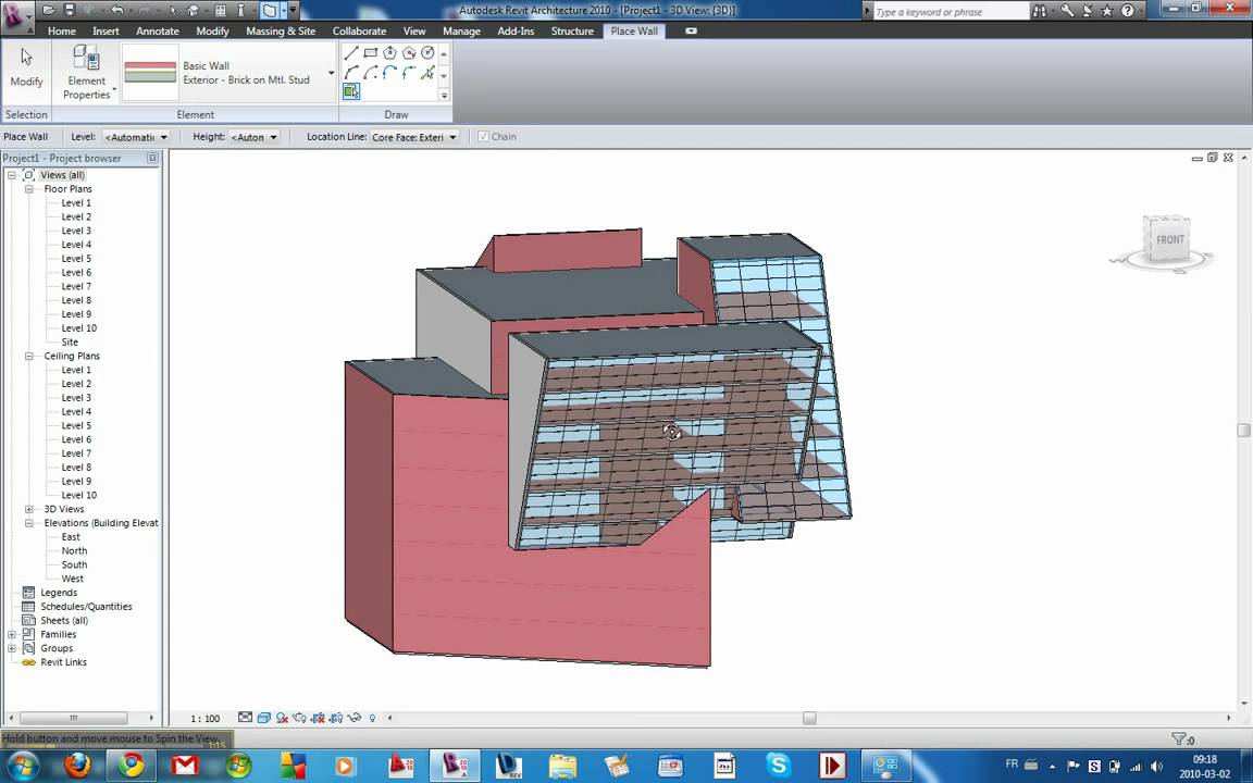 Revit Architecture 2010 - Le massing 3 - ( www.formasupport.com ) - YouTube