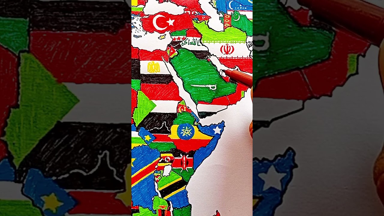 Draw Flag Map of Qatar 🇶🇦 