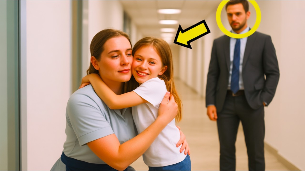 EL EMPRESARIO IGNORÓ A LA SEÑORA DE LIMPIEZA… HASTA QUE SU HIJA LA ABRAZÓ Y TODO CAMBIÓ