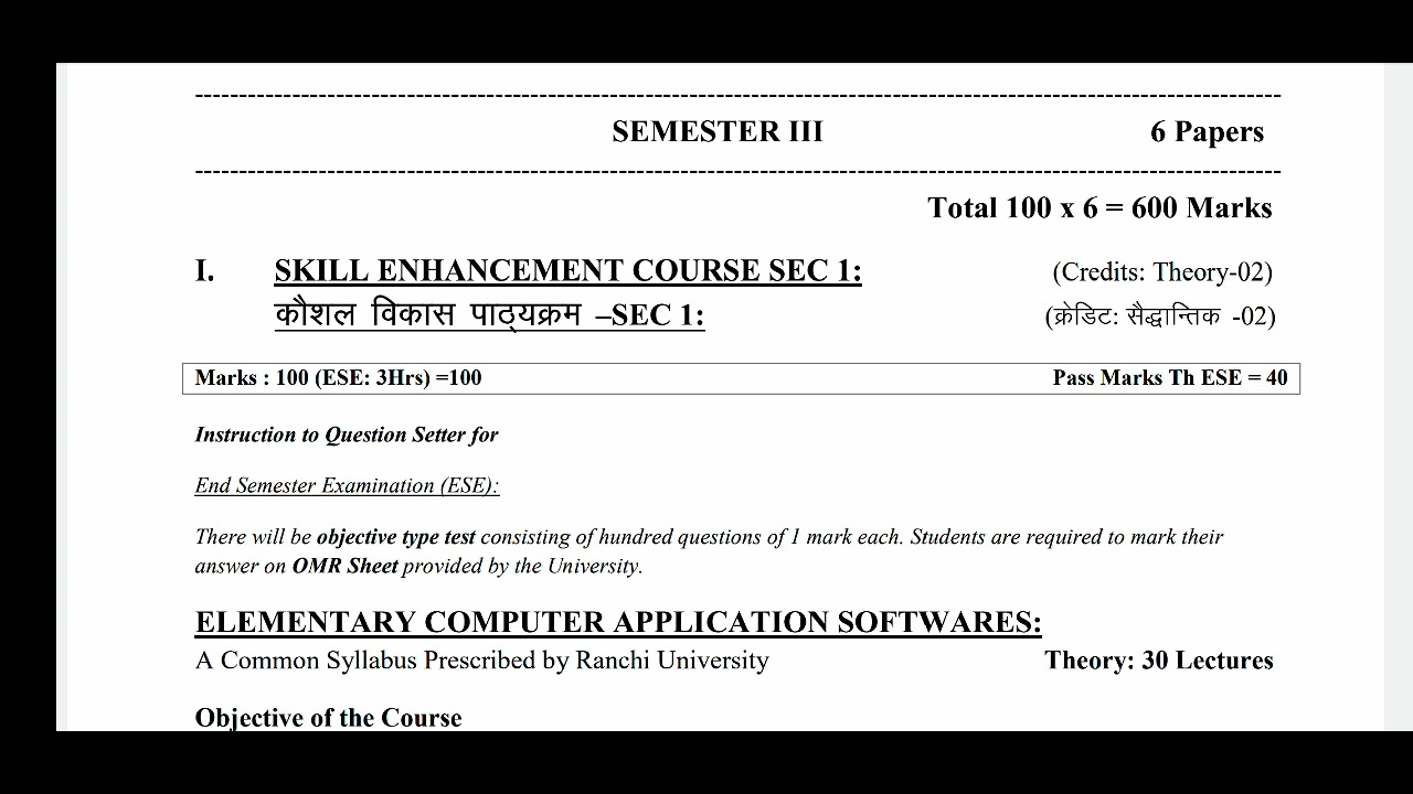 Ba Semester 3 Syllabus Hindi Hons Syllabus Hindi Hons Semester 3 Ranchi University And All College Youtube