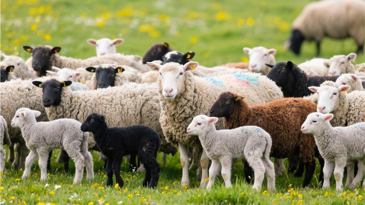 Sheep In Spring Lovely moments of sheep in spring meadow - Sheep and goat sounds ...