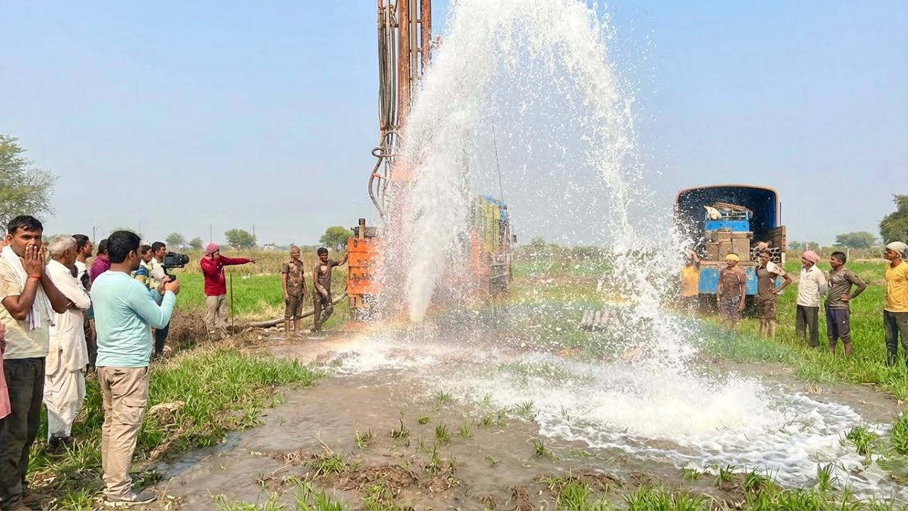 Borewell Drilling - 5 Hp Motor 247 Feet Deep boring With Coconut water checking Method | Borewells