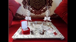 كيفية تزيين صينية الخطوبة بالمرآة بطريقة غير مكلفة و سهلة جدا /تزيين كؤوس العروسين / DIY
