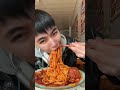 Spicy fried noodles with omelet #mukbang #shorts