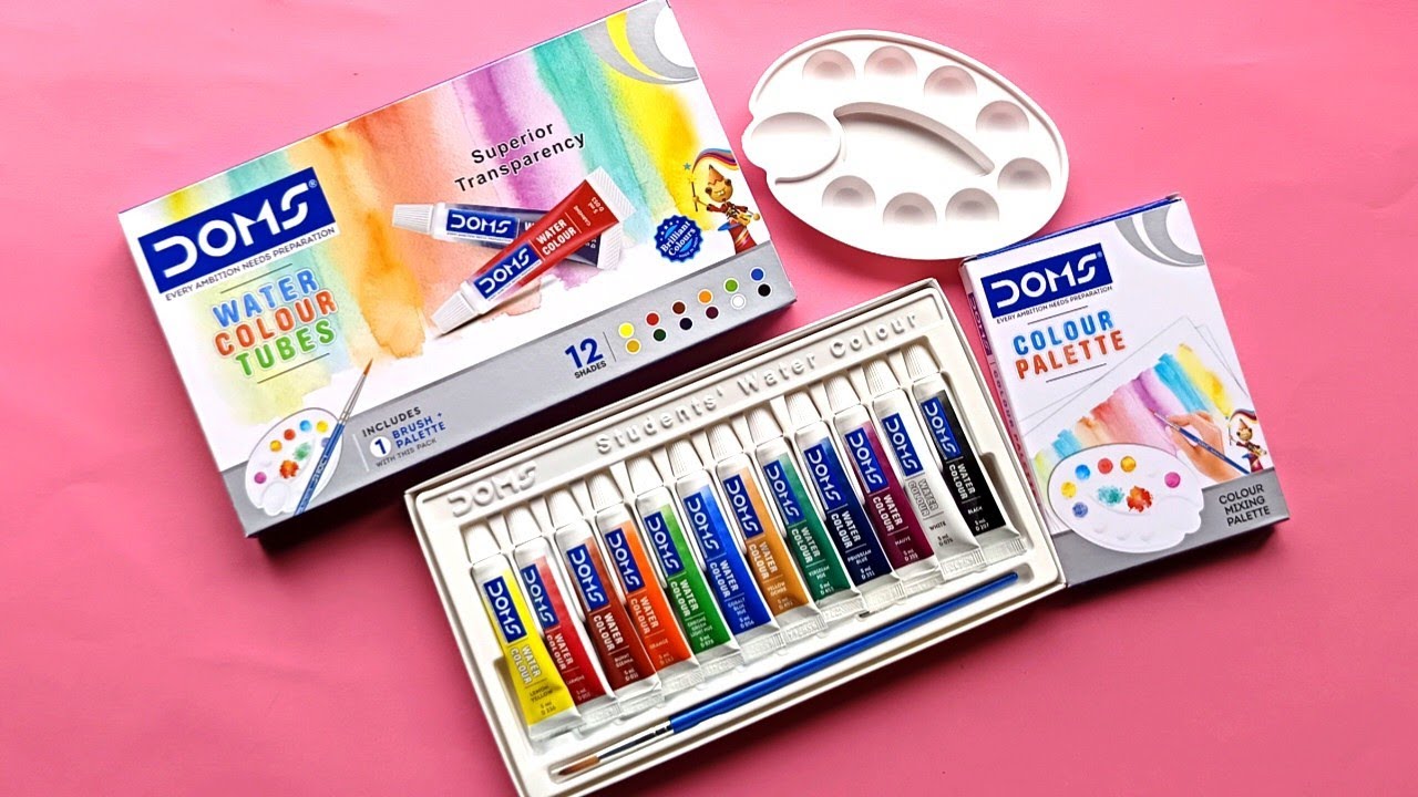 DOMS Water Colour Tubes Unboxing || Watercolour Tubes || DOMS Water ...