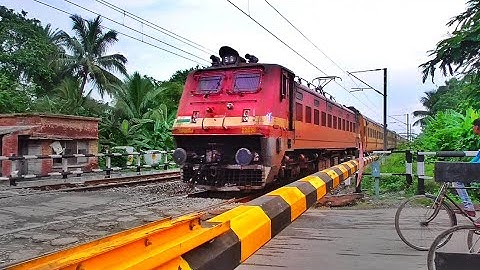 Stormy Speedy Red Beast WAP-4 Loco Led Malda Intercity + Sealdah MEMU Express Skip Between Railgate