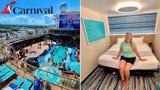Carnival Mardi Gras Cruise Day 1 - Embarkation Stateroom Tour Sail Away More