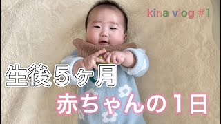 【生後5ヶ月】赤ちゃんの1日 | 寝返り練習| 夜泣き【kina vlog #1】