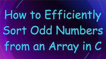 How to Efficiently Sort Odd Numbers from an Array in C